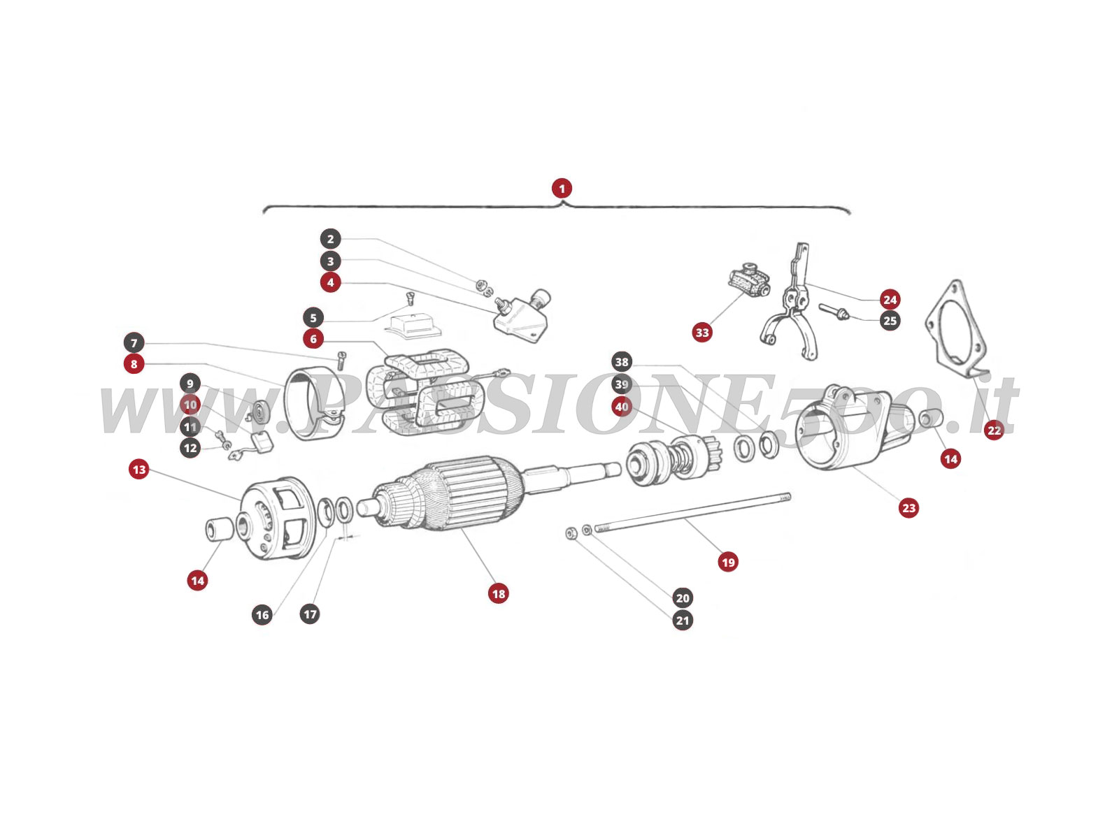 ESPLOSO 39M – Motorino di avviamento FIAT 500L