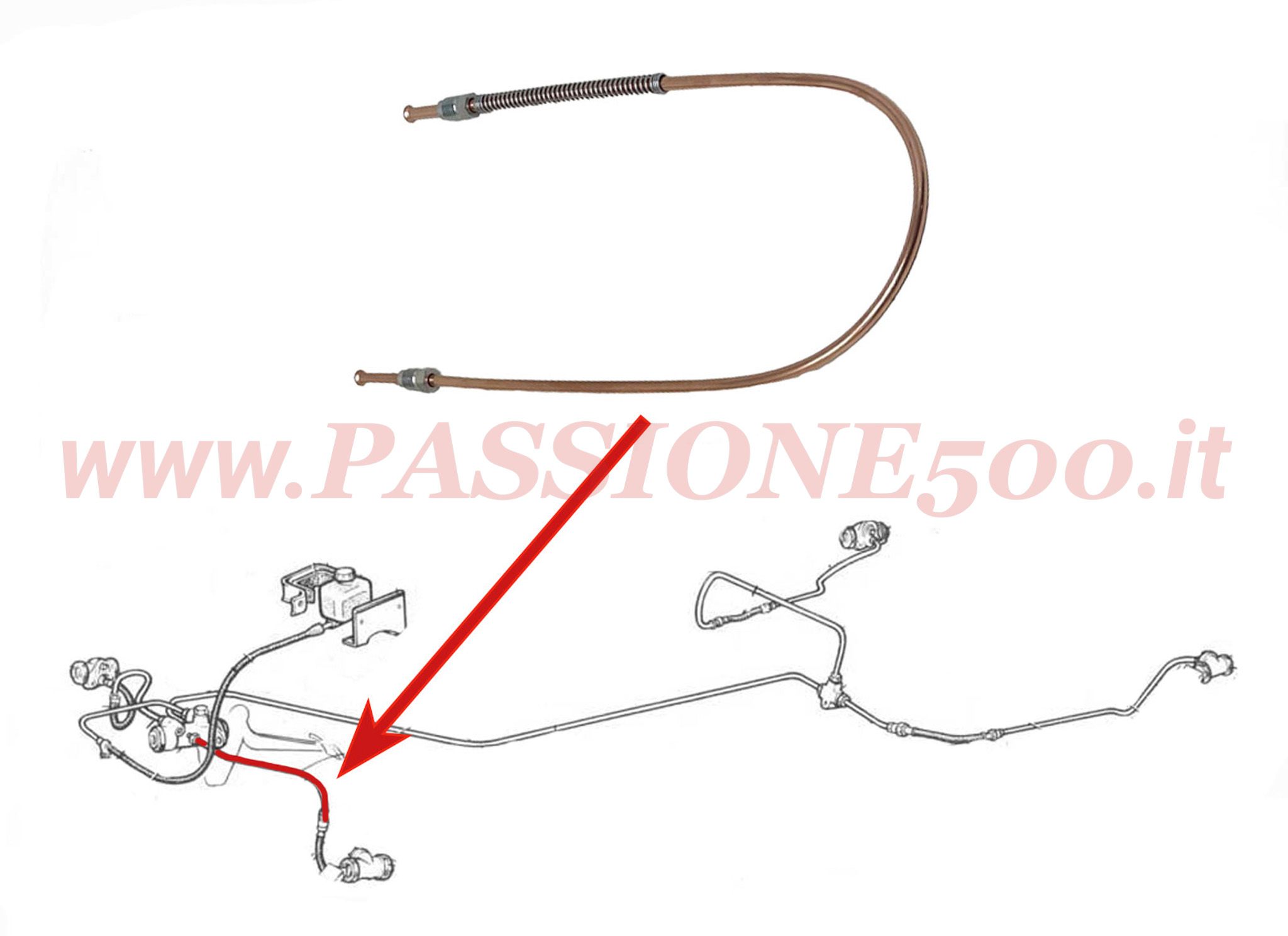 tubo freno rame anteriore sinistro Fiat 500 F L R