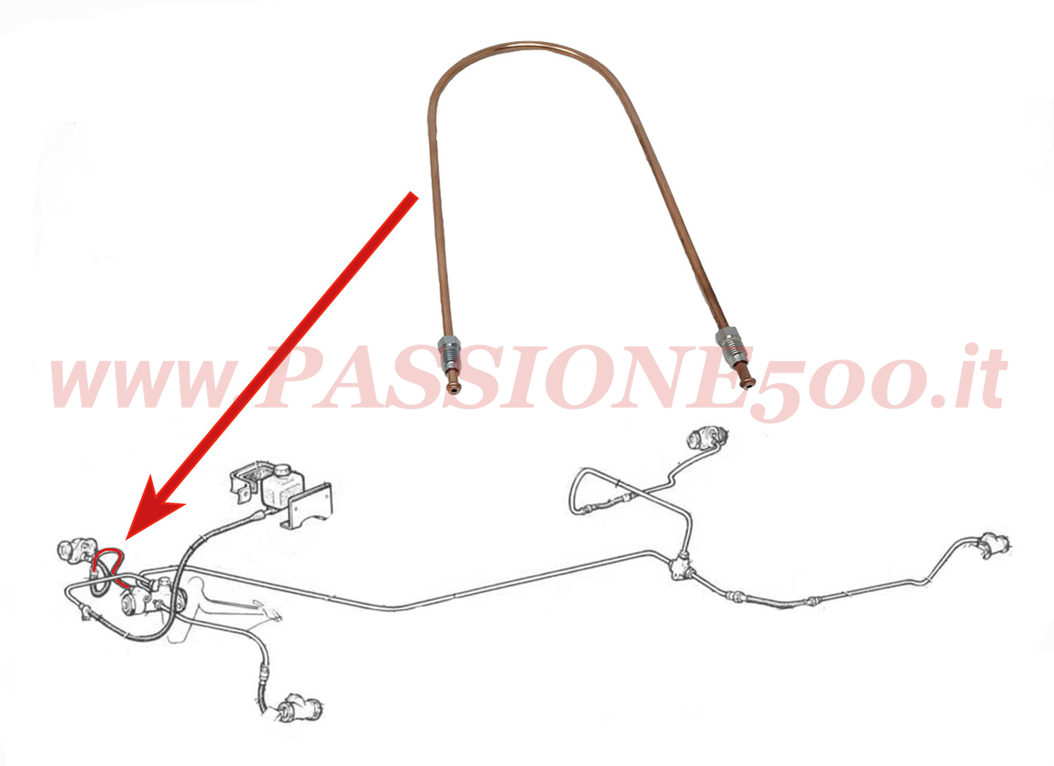 tubo freno rame anteriore destro Fiat 500 F L R