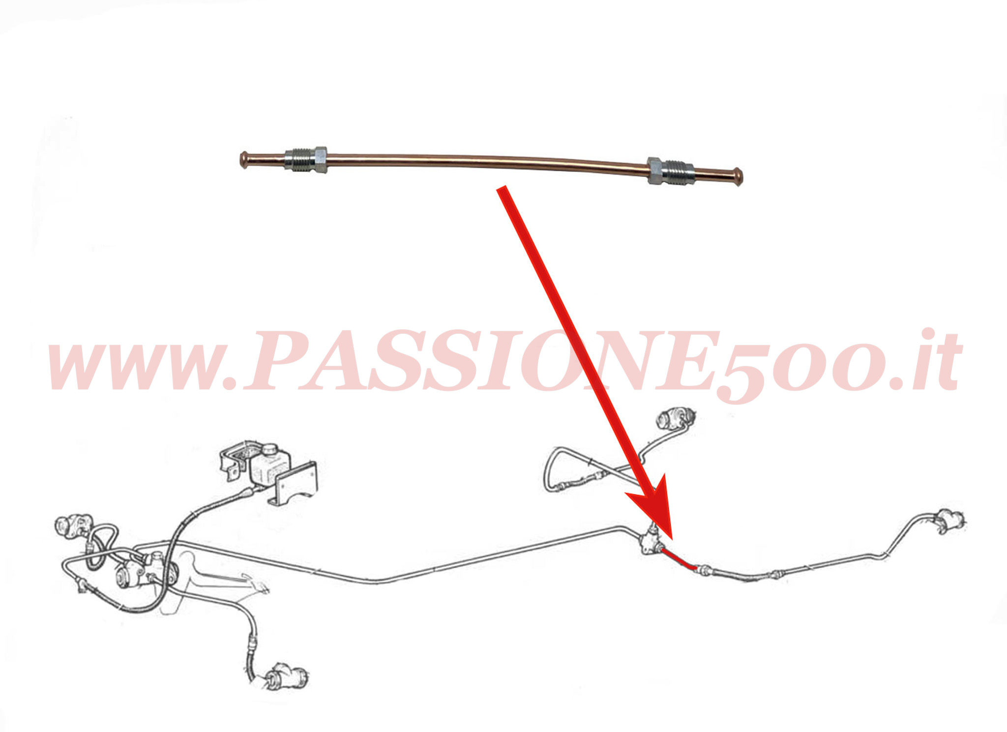 tubo raccordo flessibile posteriore destro Fiat 500 F L R