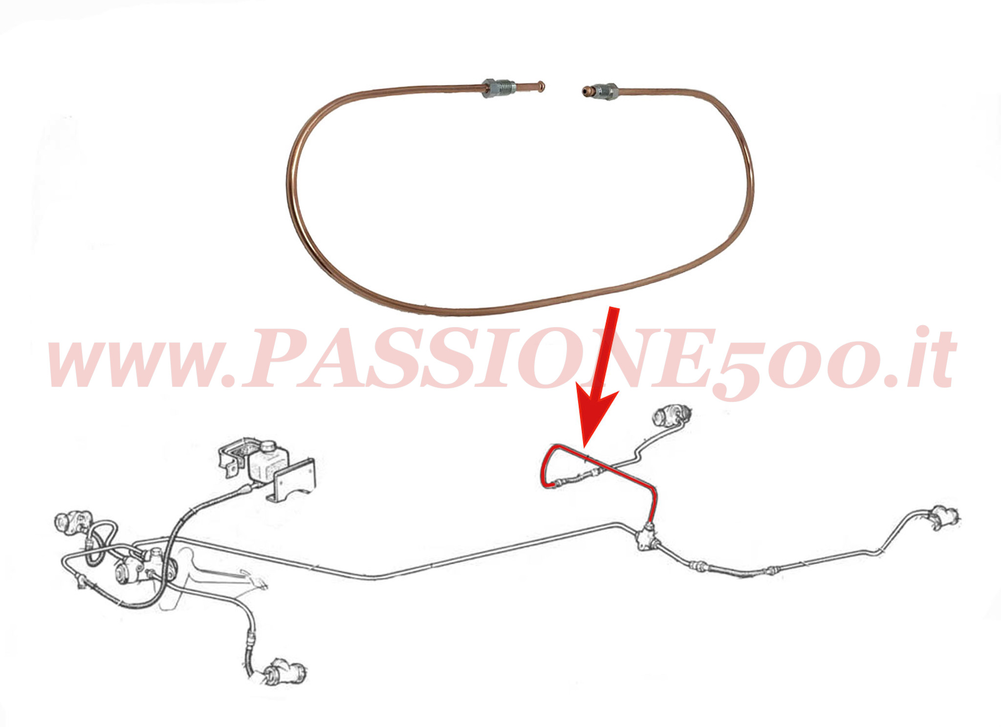 tubo raccordo flessibile posteriore destro Fiat 500 F L R