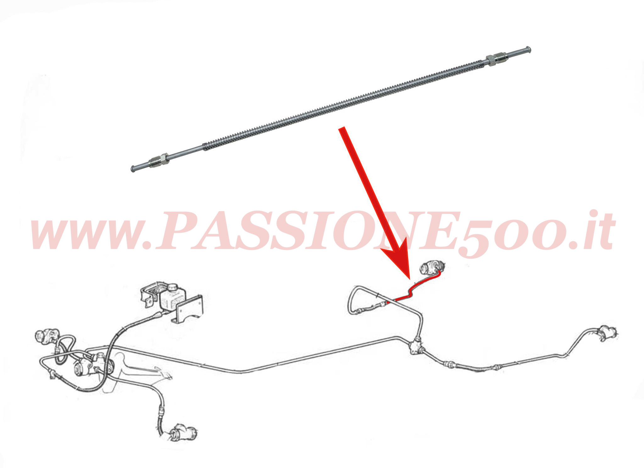 tubo flessibile cilindretto posteriore destro Fiat 500 F L R