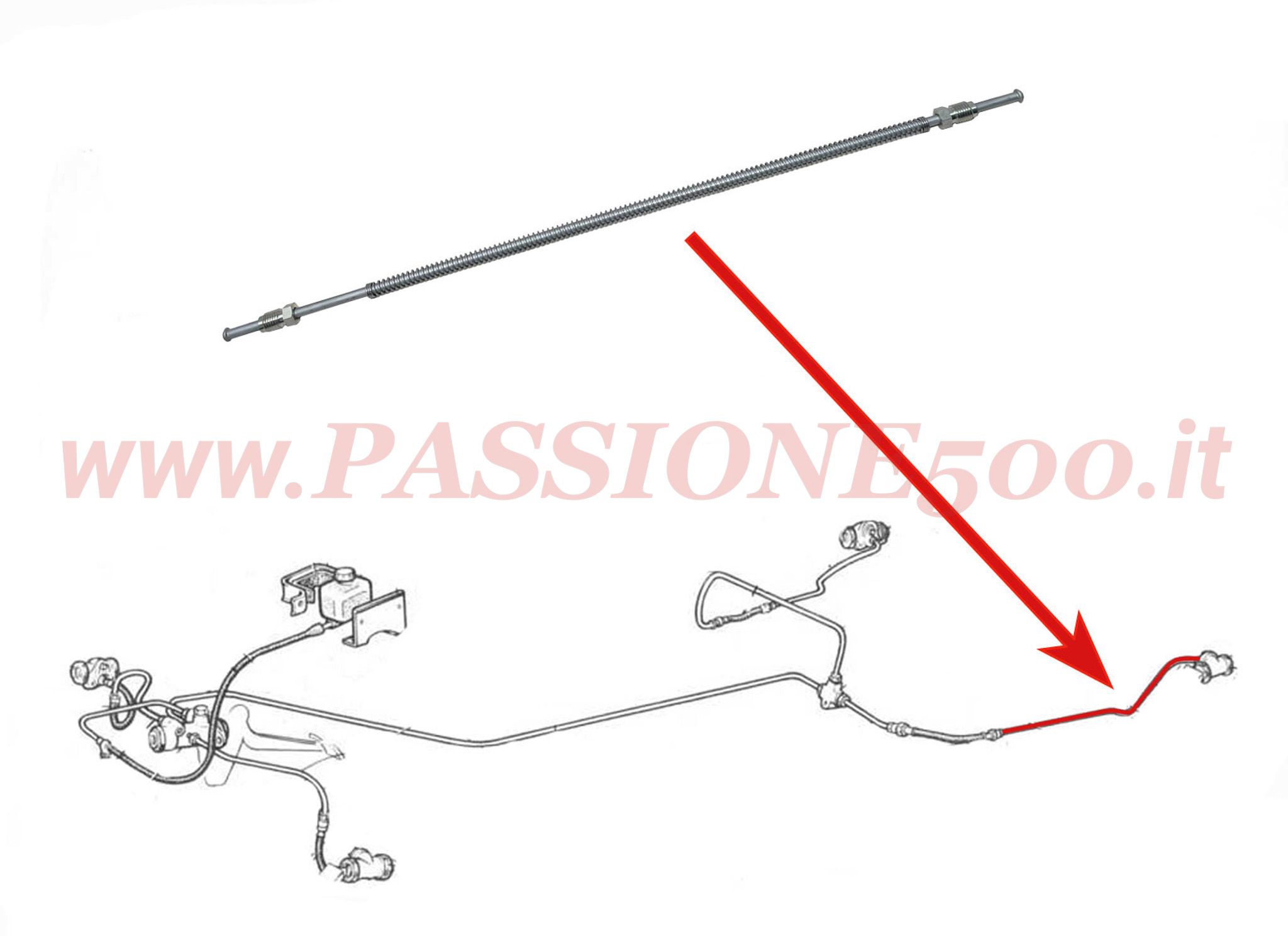 tubo flessibile cilindretto posteriore sinistro Fiat 500 F L R