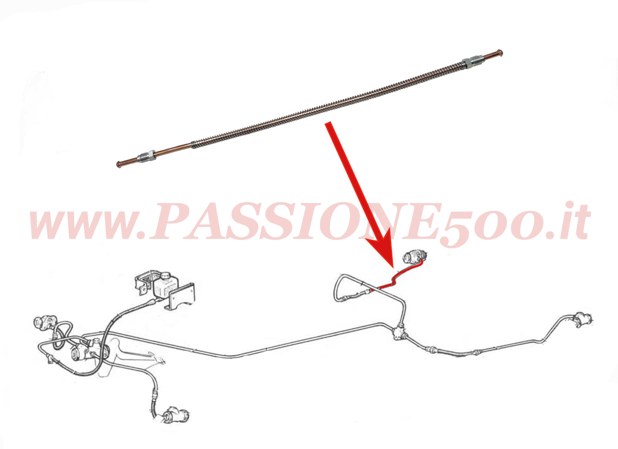 tubo flessibile cilindretto posteriore destro Fiat 500 F L R