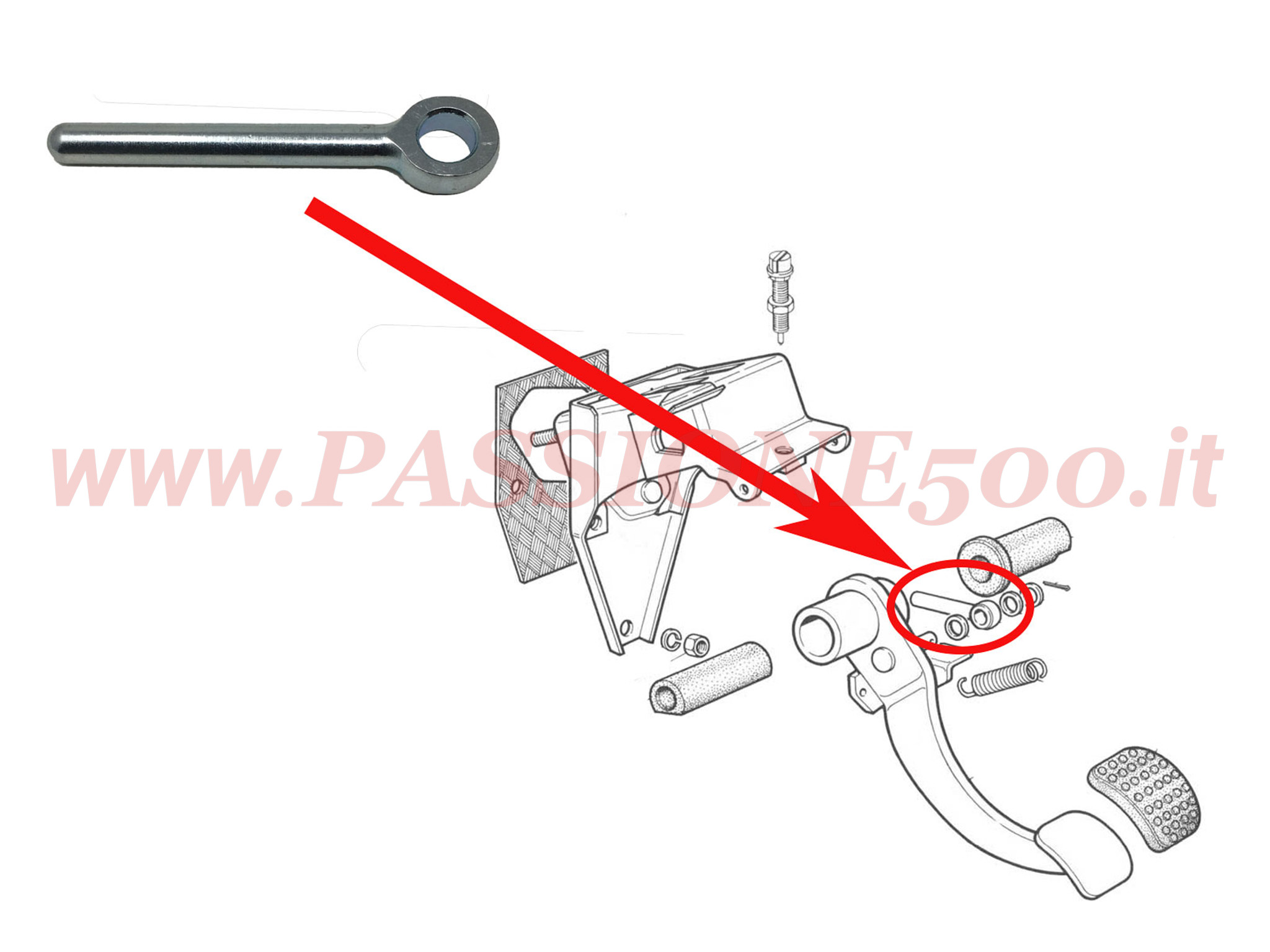 puntale pedaliera pompa freni Fiat 500 R