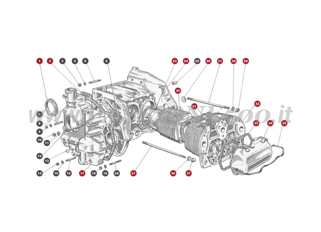 EXPLODED VIEW 1M – Main components FIAT 500 Giardiniera Base D