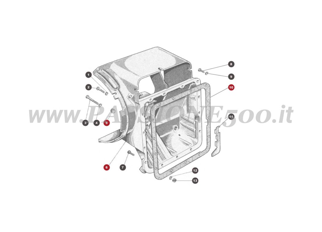 EXPLODED VIEW 2M – Oil sump FIAT 500 Giardiniera Base D