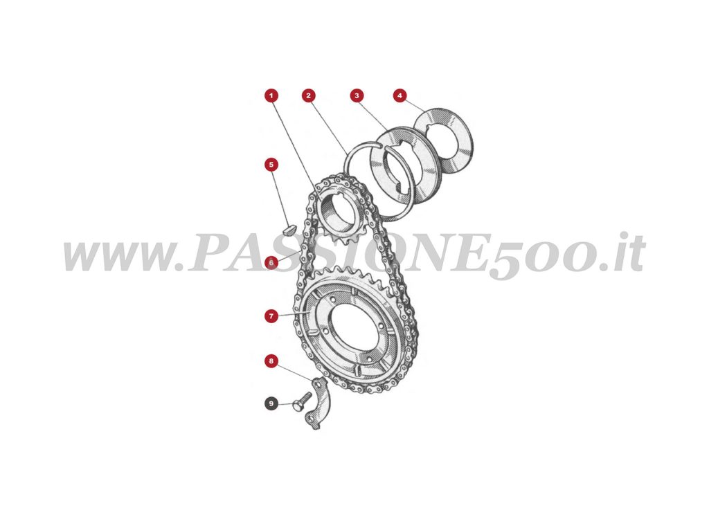 EXPLODED VIEW 5M – Timing chain FIAT 500 Giardiniera Base F