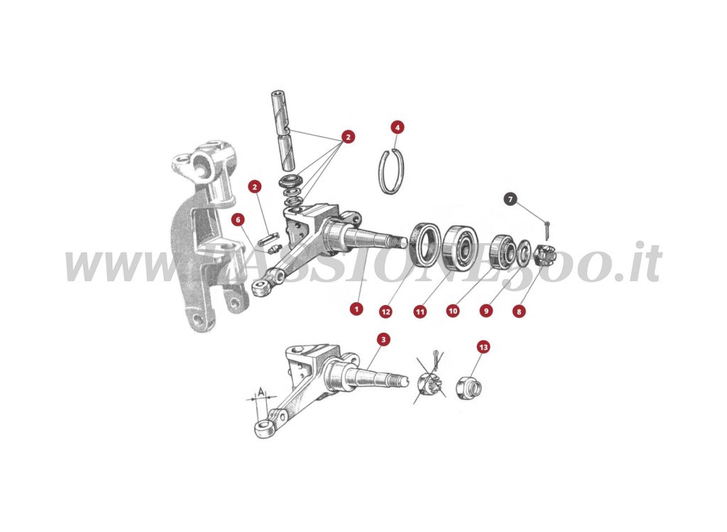 EXPLODED VIEW 31M – Steering knuckle FIAT 500 Giardiniera Base D