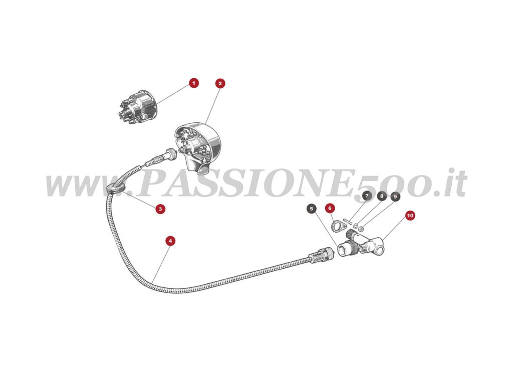 EXPLODED VIEW 19M – Speedo control FIAT 500 Giardiniera Base F