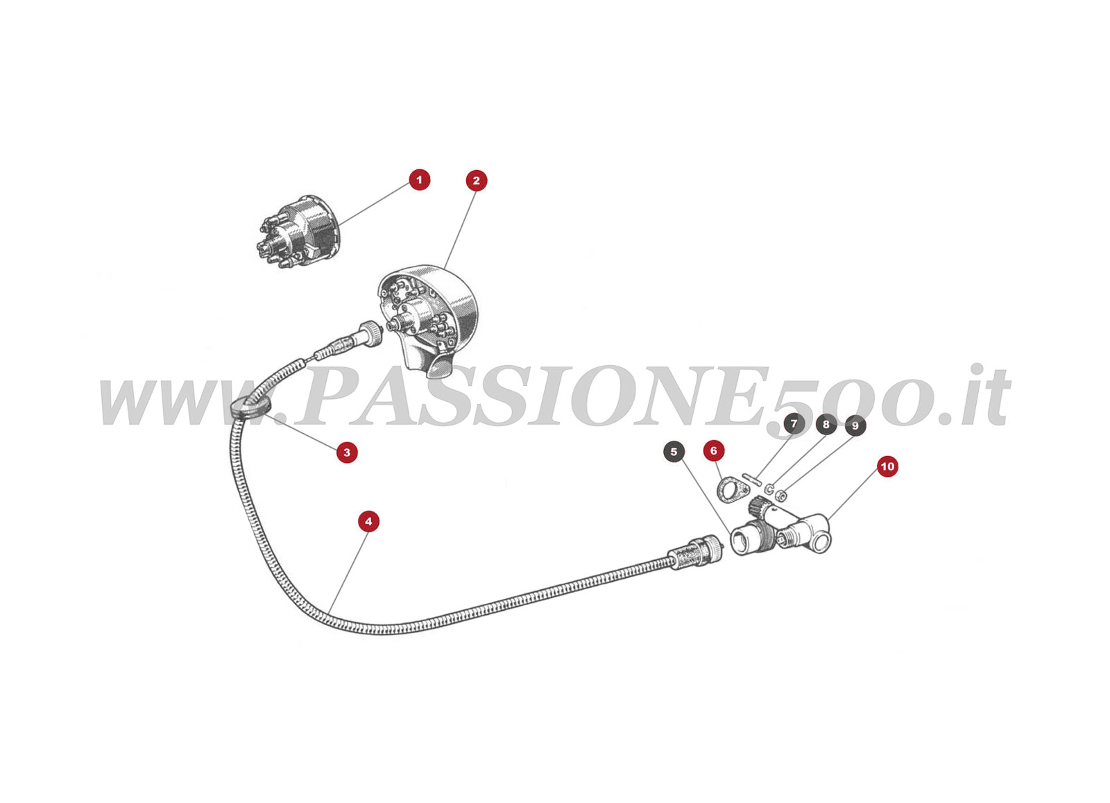 EXPLODED VIEW 19M – Speedo control FIAT 500 Giardiniera Base F