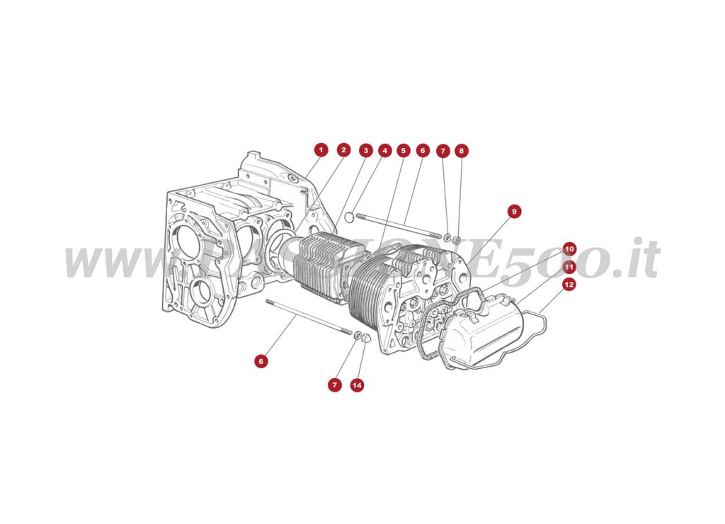 EXPLODED VIEW 1M – Main components FIAT 500 Giardiniera Base F