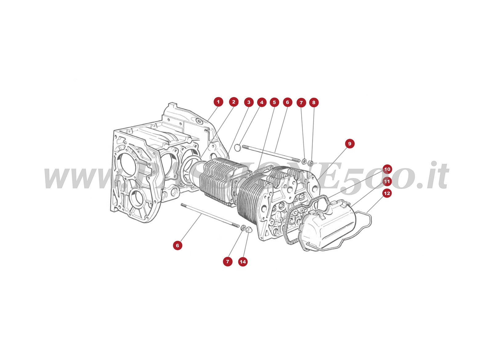 EXPLODED VIEW 1M – Main components FIAT 500 Giardiniera Base F