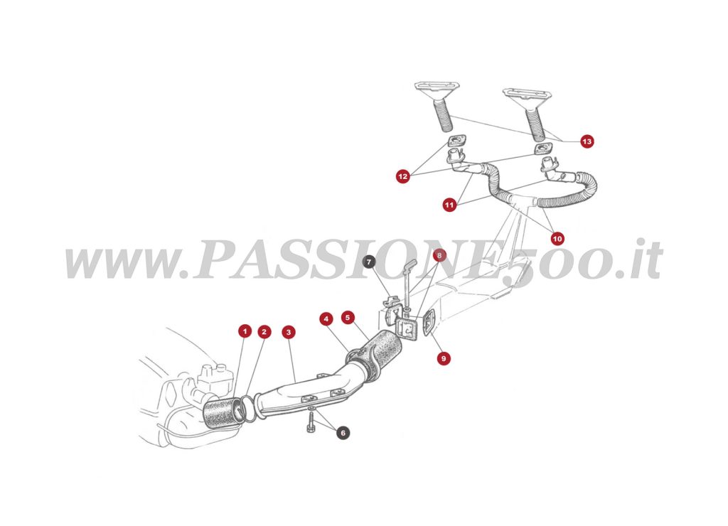 EXPLODED VIEW 33M – Heating system FIAT 500 Giardiniera Base F