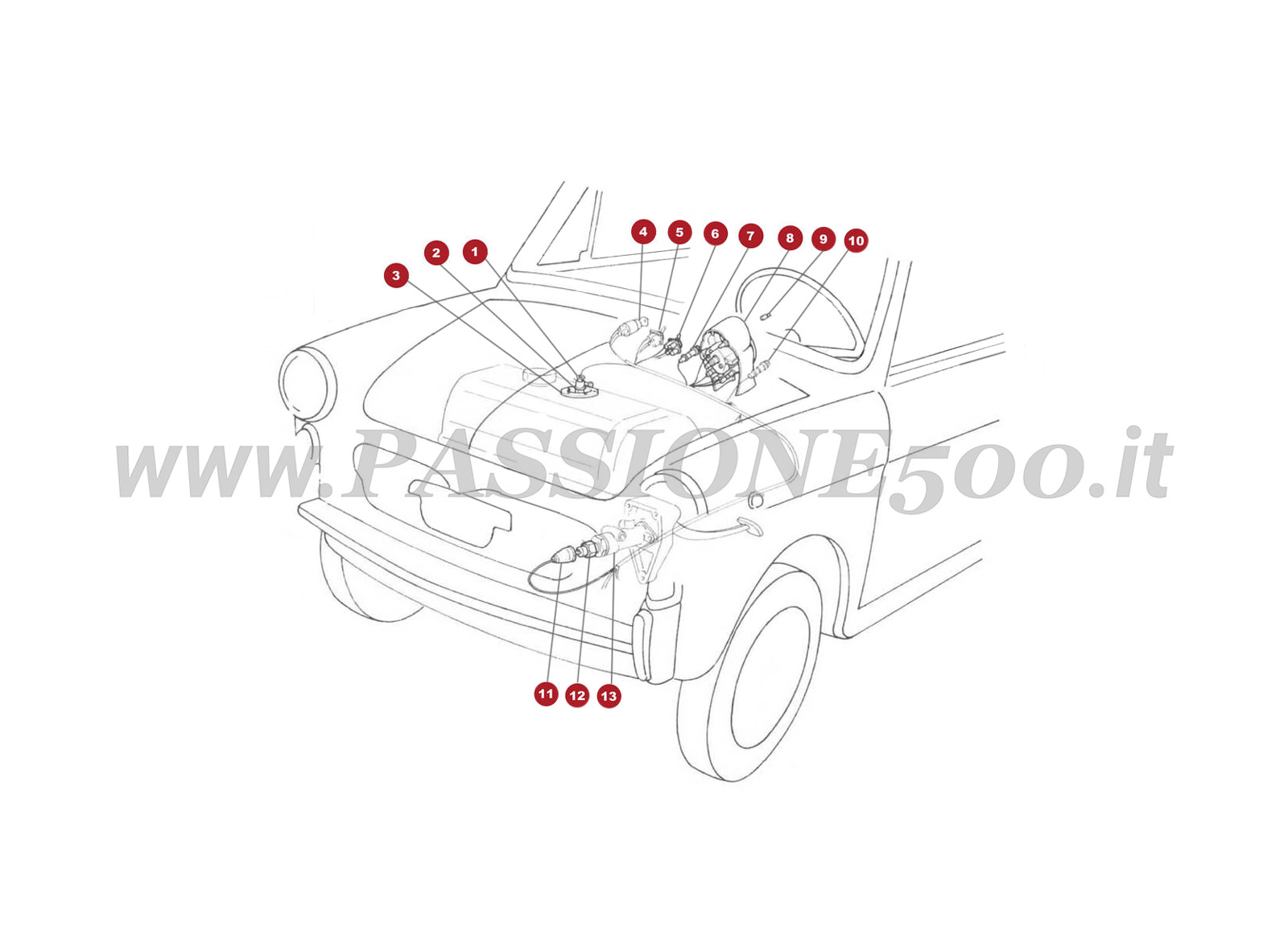 EXPLOSIONSZEICHNUNG 34/3M – Anzeigevorrichtungen FIAT 500 Giardiniera Base F