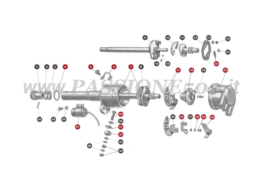 EXPLODED VIEW 35M – Distributor FIAT 500 Giardiniera Base D