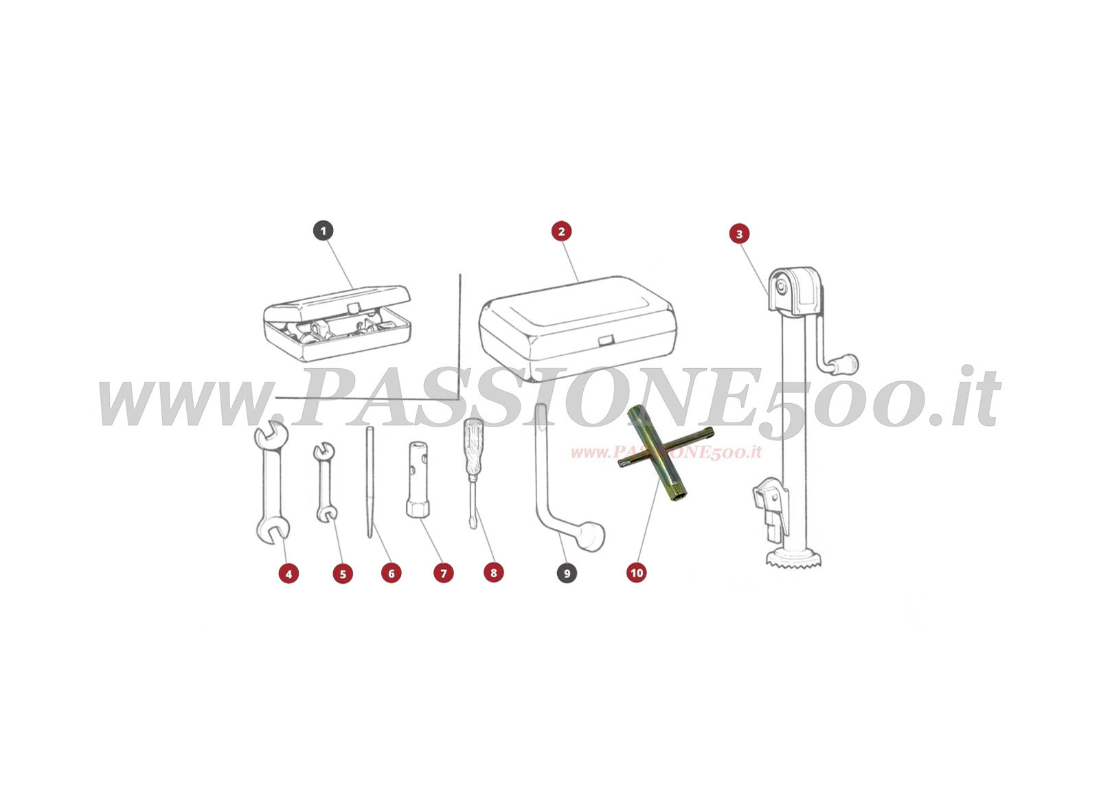 EXPLODED VIEW 46M – Tools and Accessories FIAT 500 Giardiniera Base F