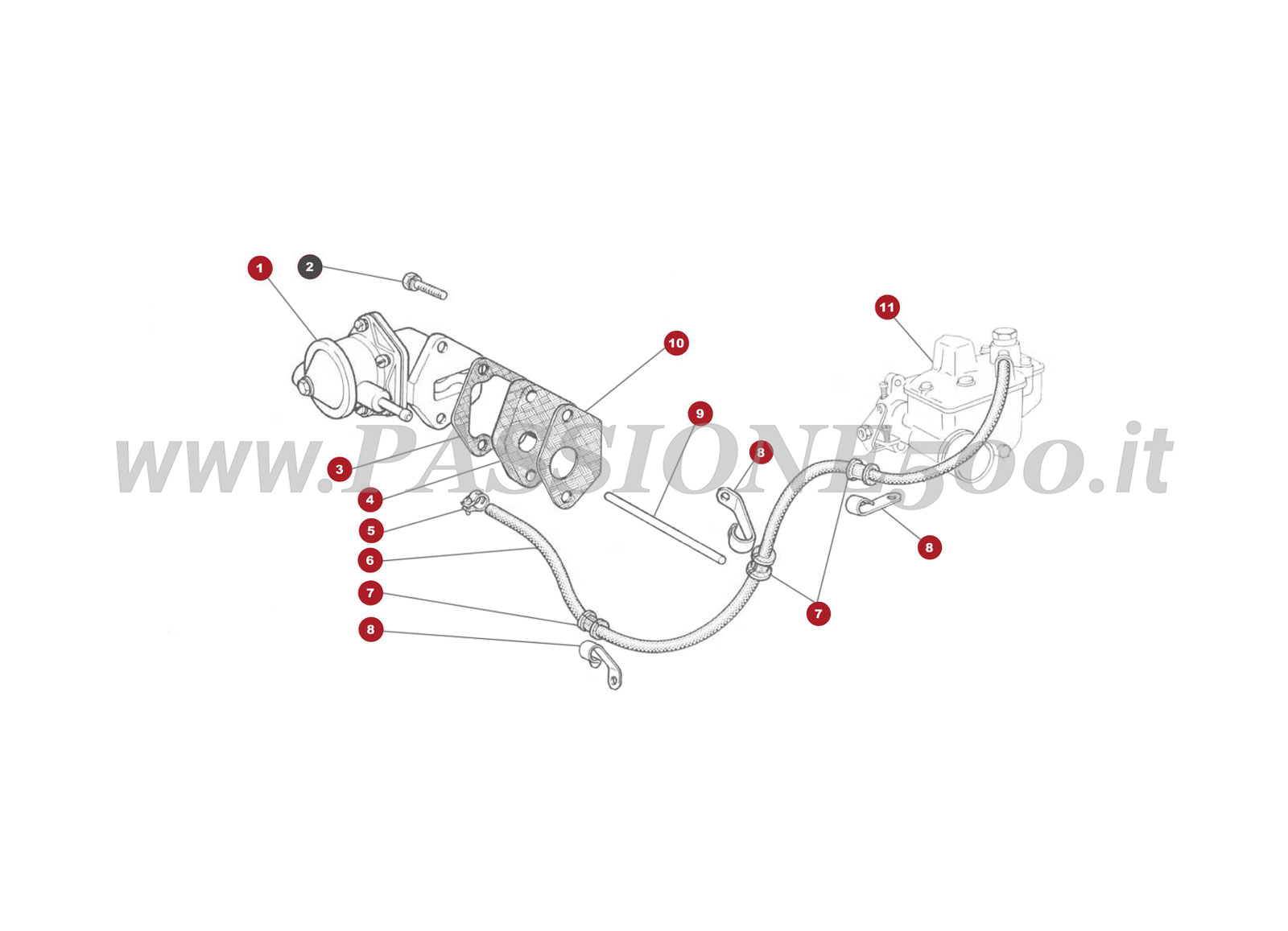 EXPLODED VIEW 8M – Fuel pump FIAT 500 Giardiniera Base F