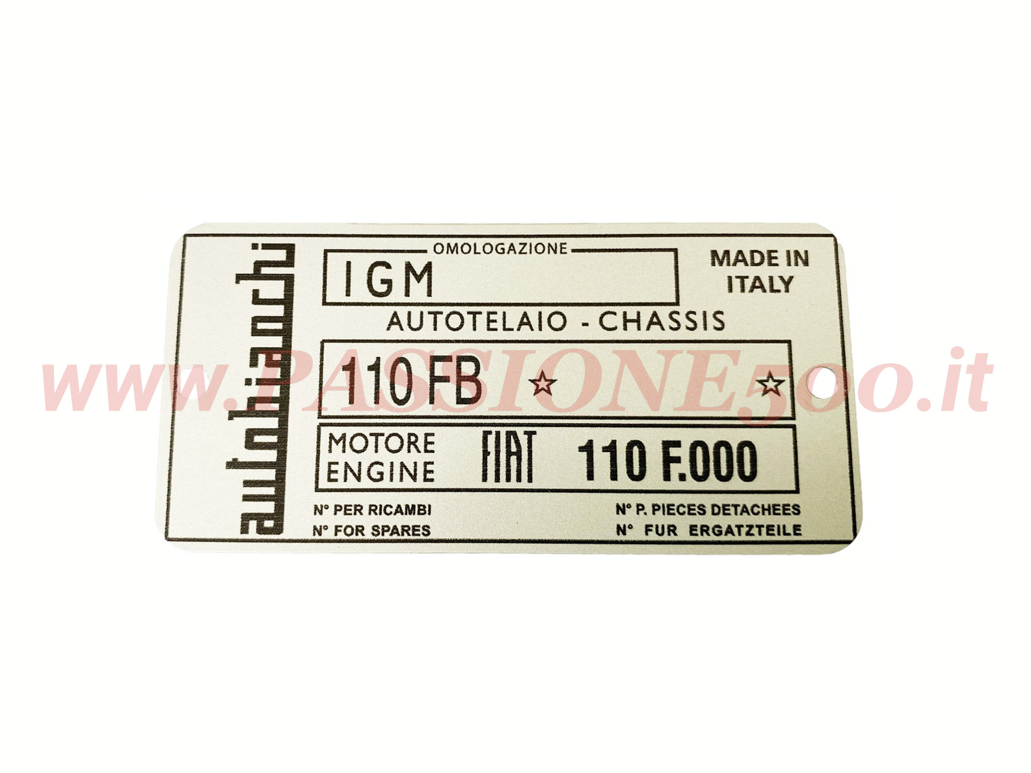 targhetta identificatica Autobianchi Bianchina 110fb