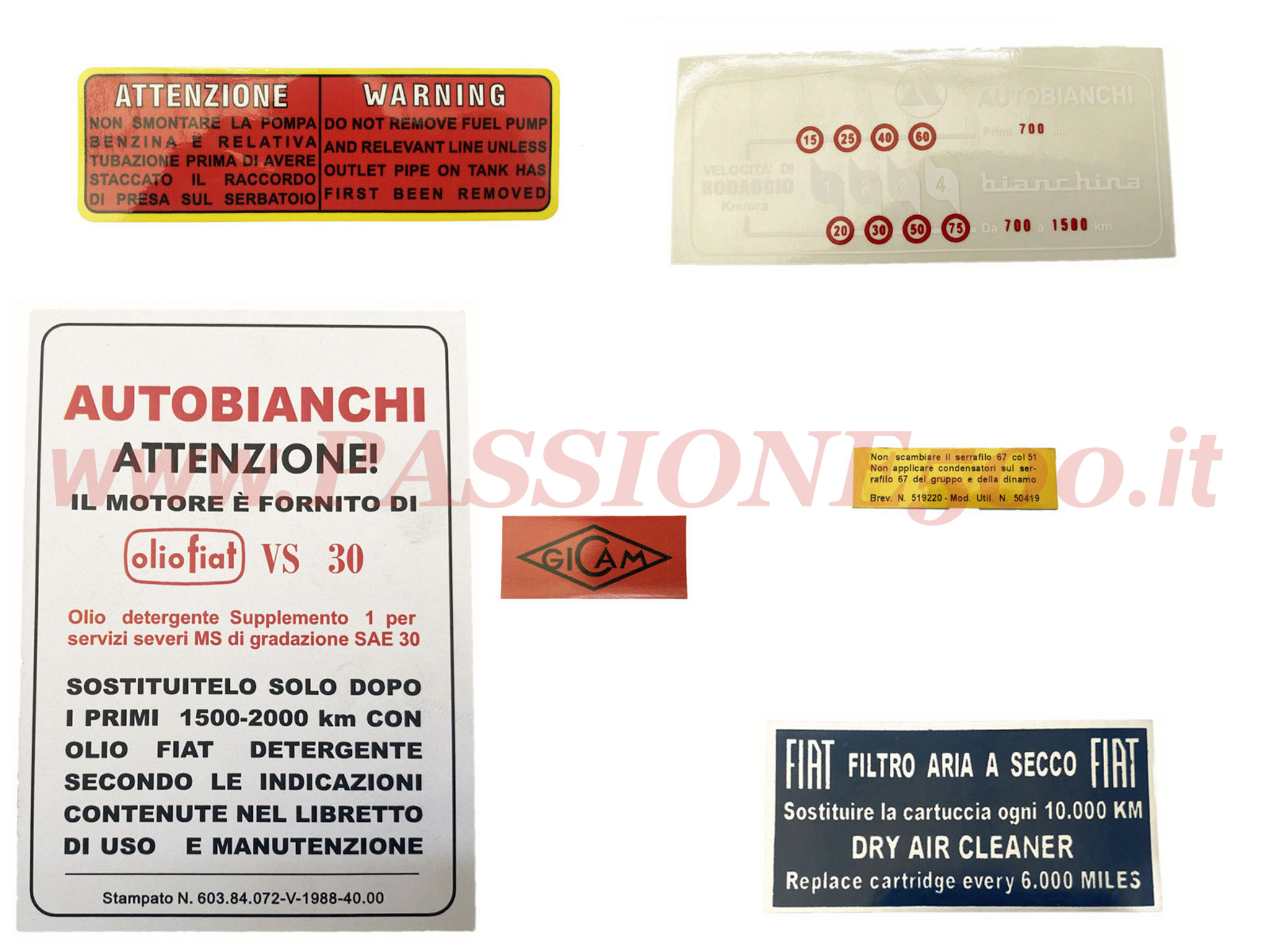 kit adesivi motore autobianchi bianchina panoramica F