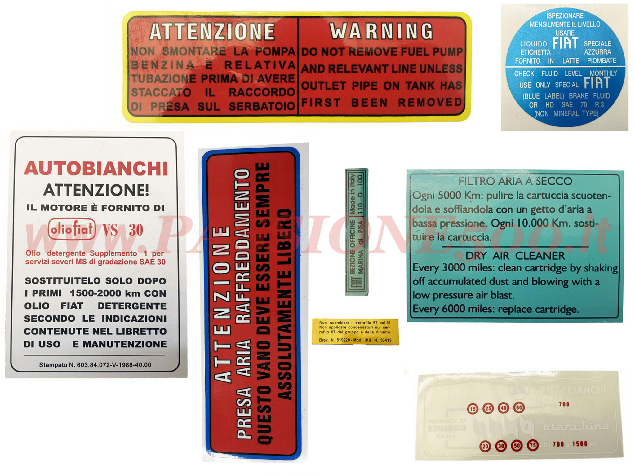 kit adesivi motore autobianchi bianchina trasformabile