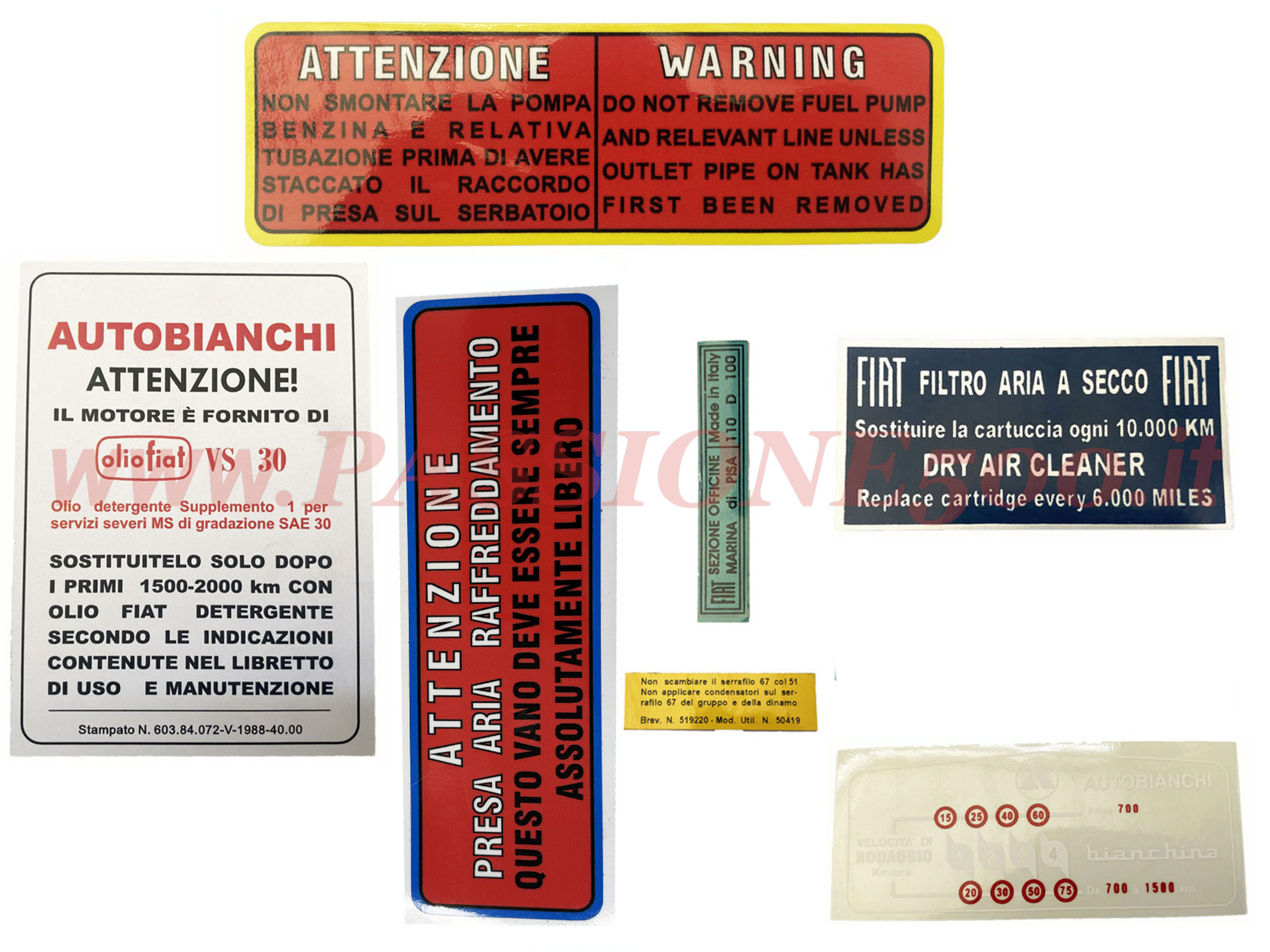 kit adesivi motore autobianchi bianchina cabriolet