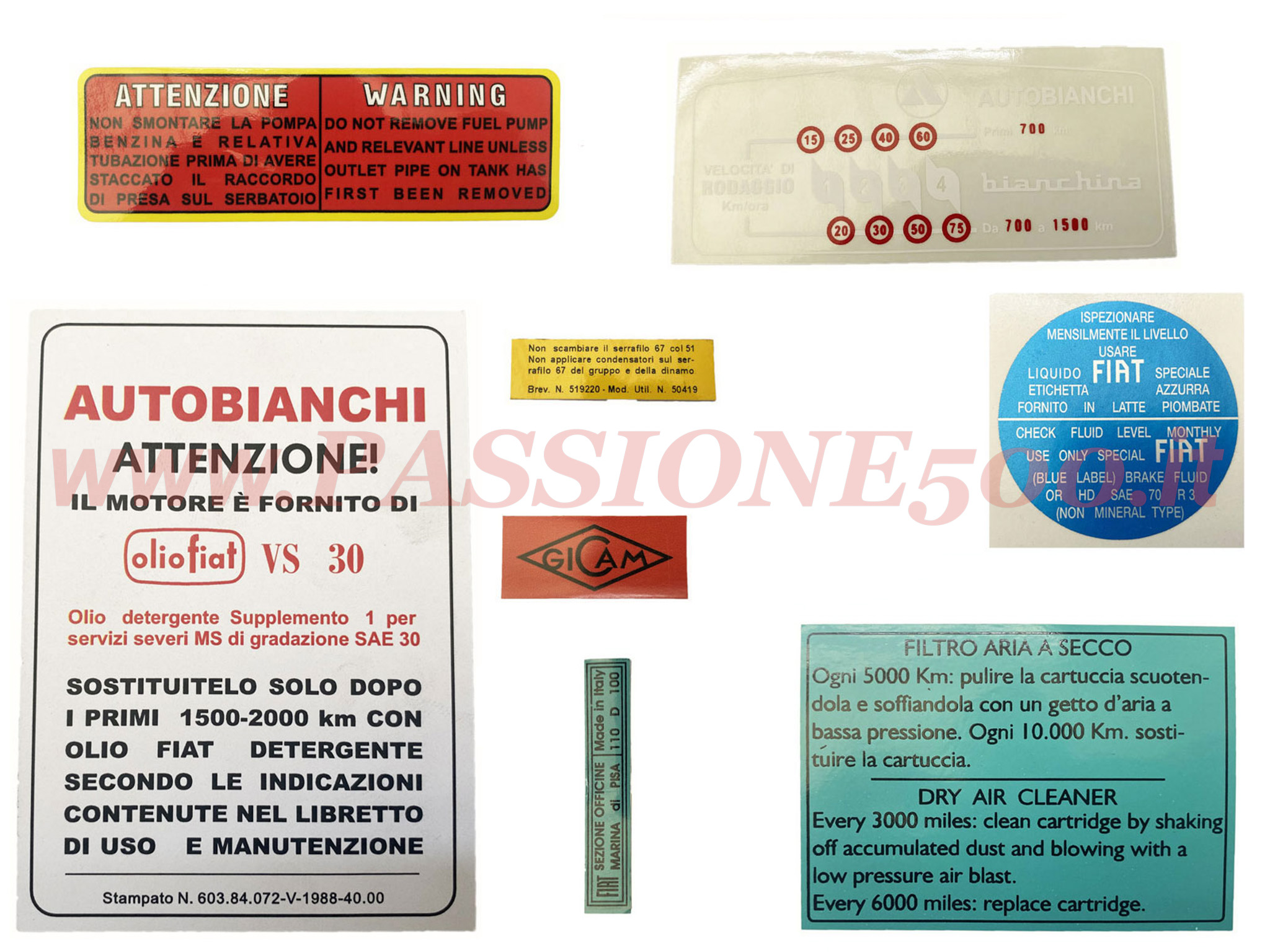 kit adesivi motore autobianchi bianchina panoramica D