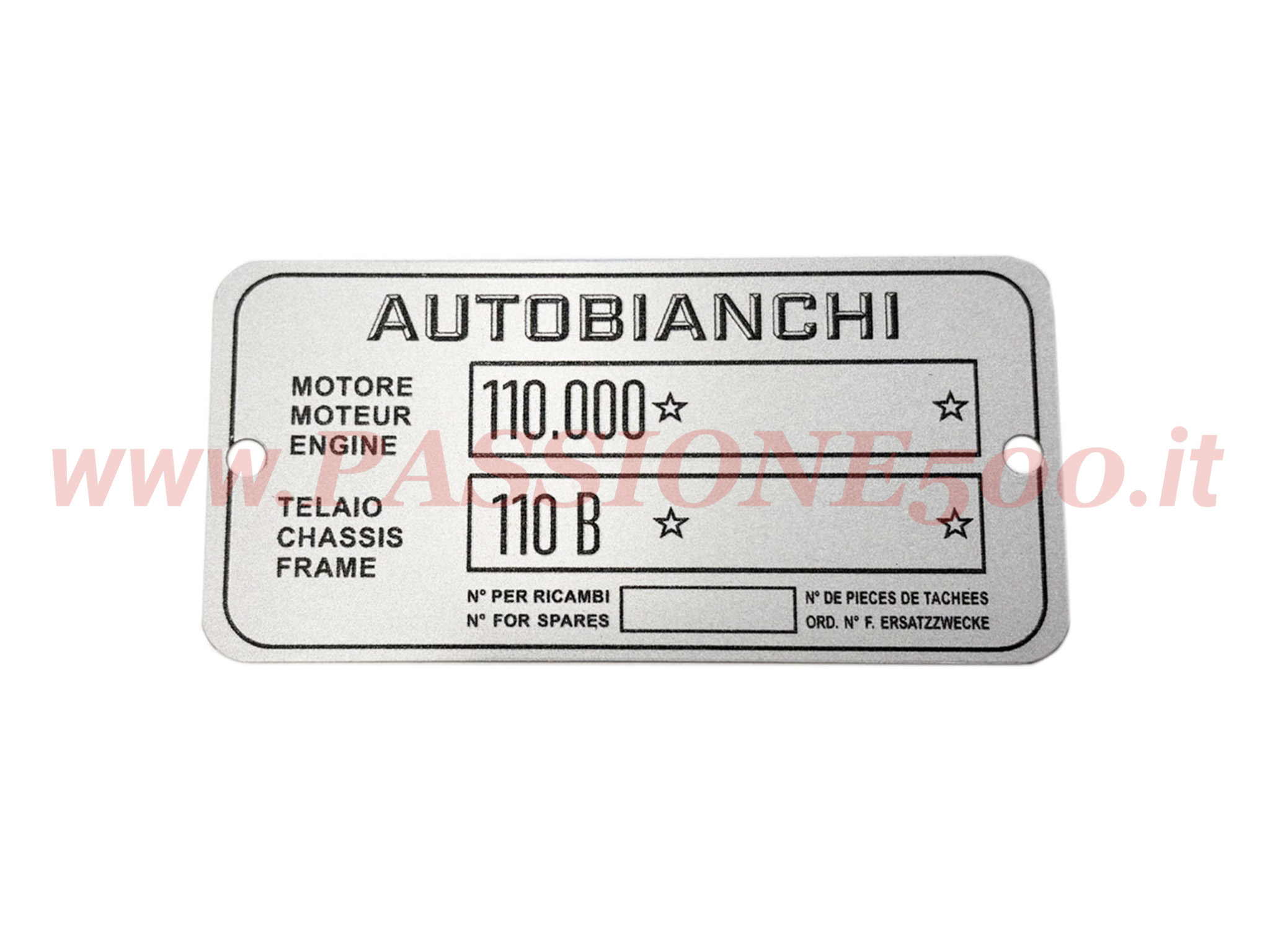 targhetta identificativa autobianchi bianchina trasformabile