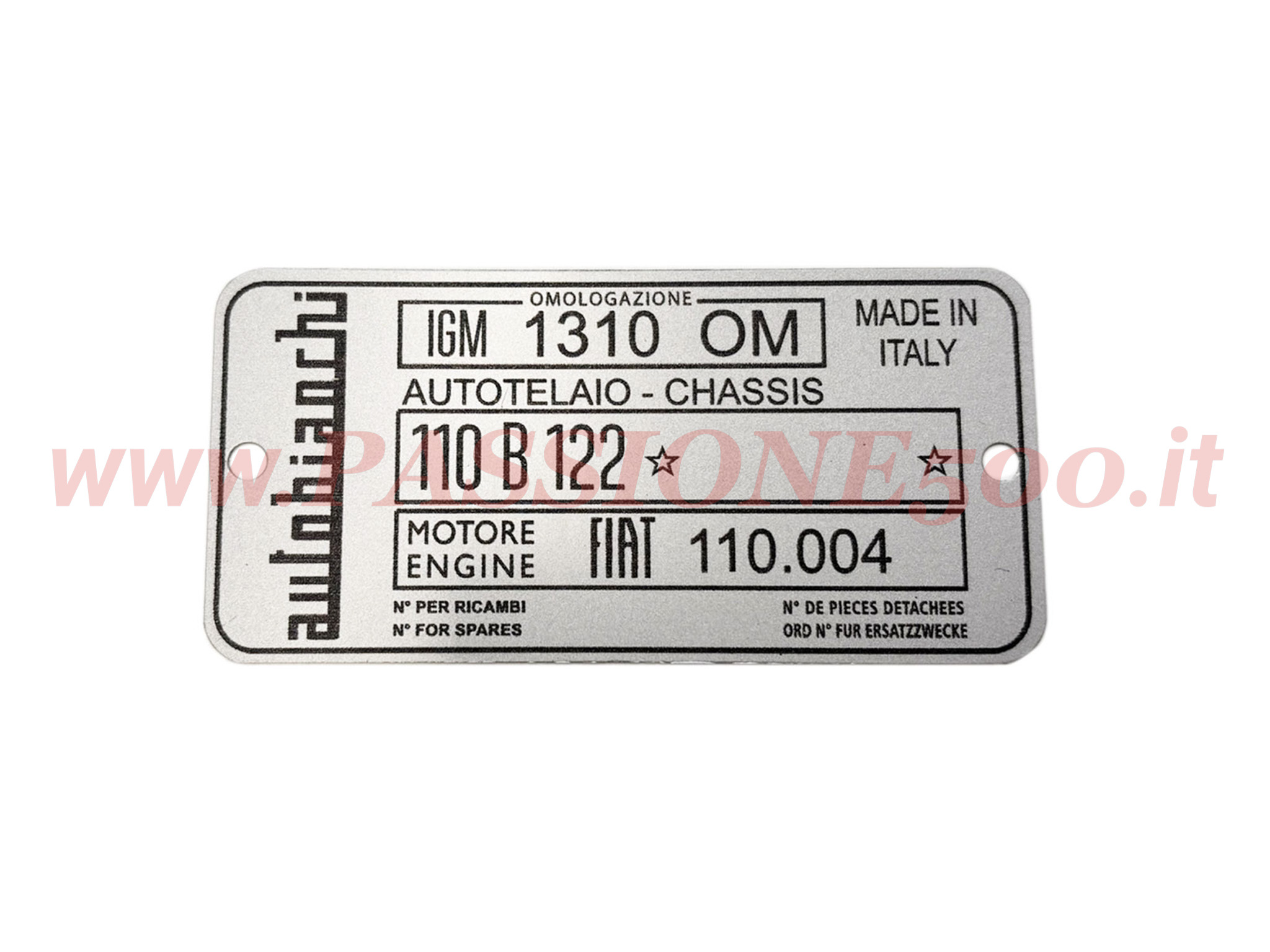 targhetta identificativa autobianchi bianchina cabriolet