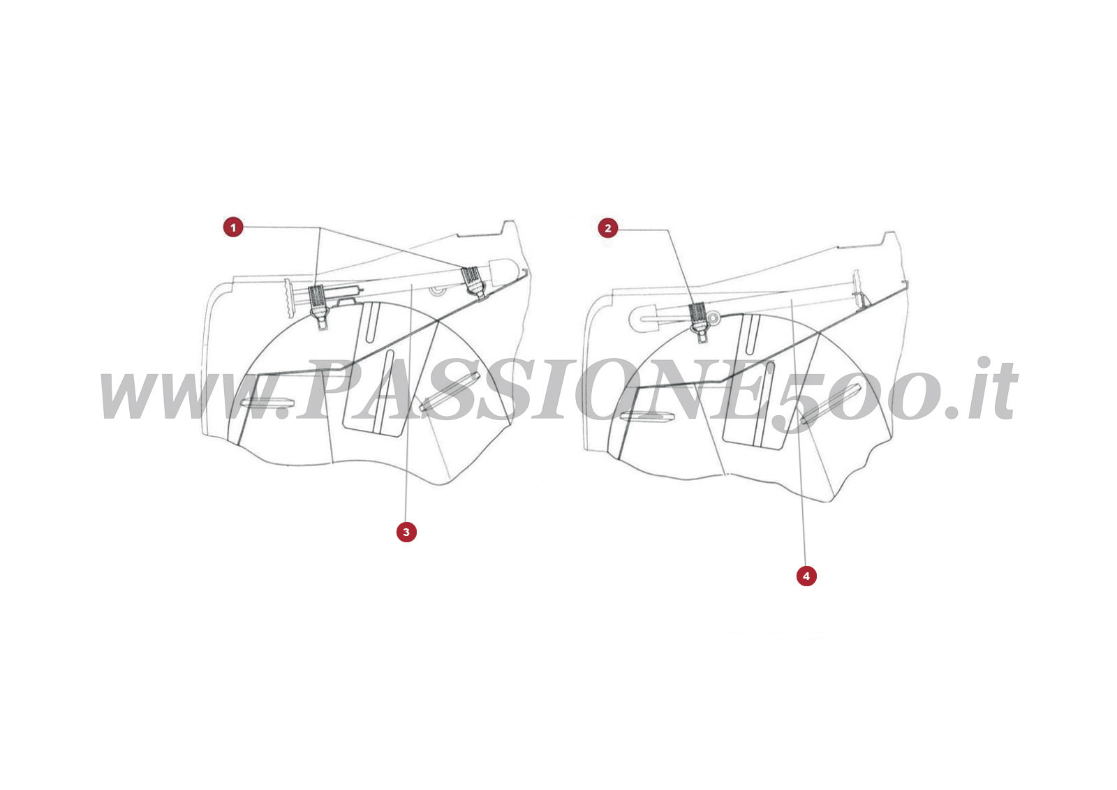 VUE EN ÈCLATÈ 6C – Cric et sangle de fixation FIAT 500F
