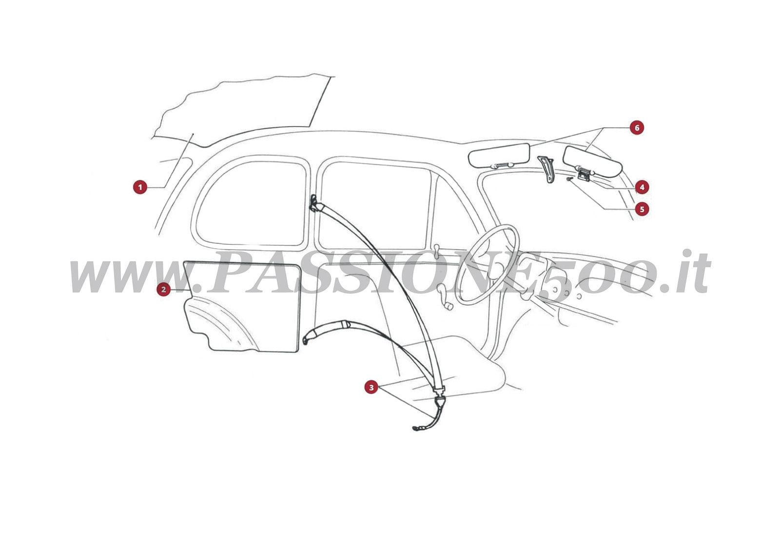 EXPLODED VIEW 19C – Internal parts FIAT 500R
