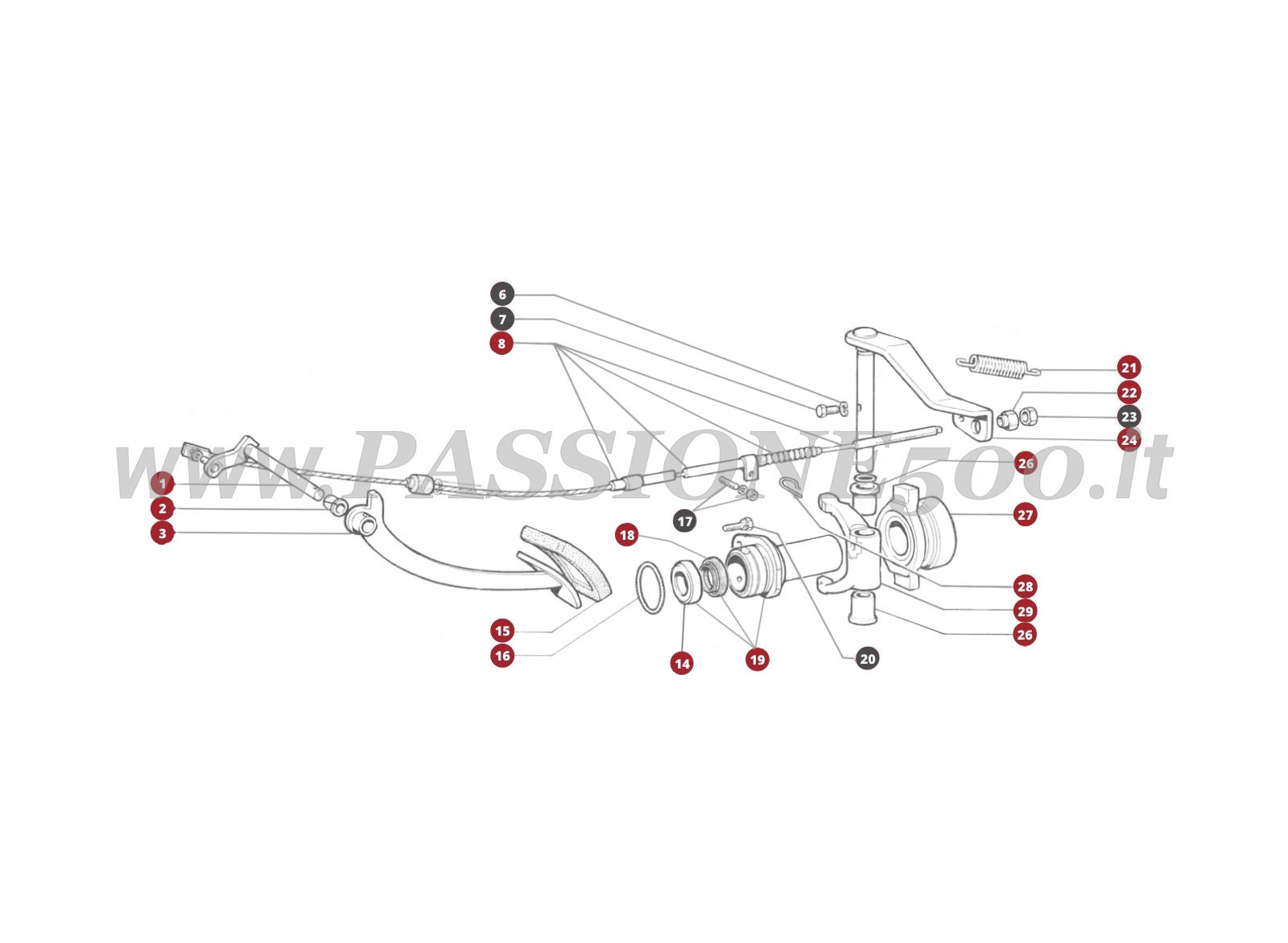 ESPLOSO 15M – Comando disinnesto frizione FIAT 500L