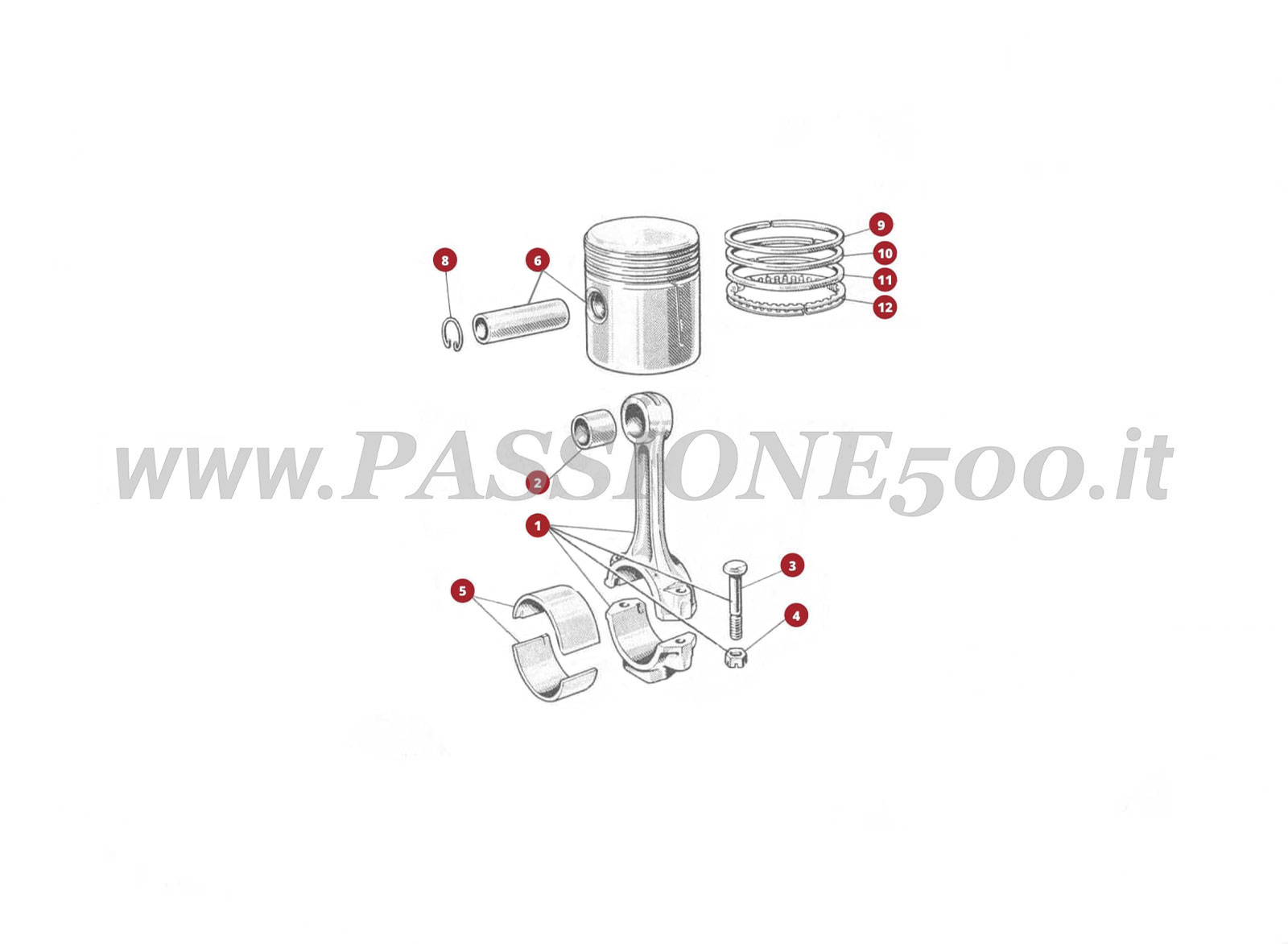ESPLOSO 4M – Pistone e biella FIAT 500L