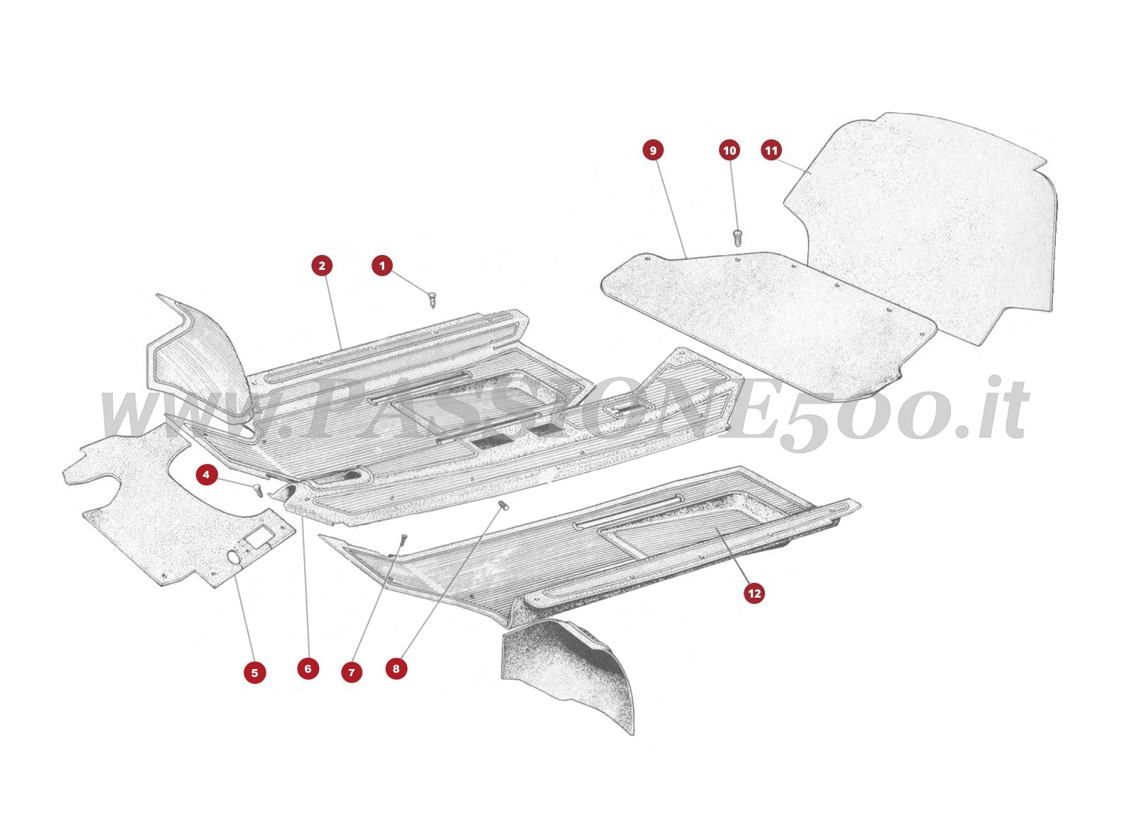 DISEGNO 19C โ Rivestimenti abitacolo FIAT 500D