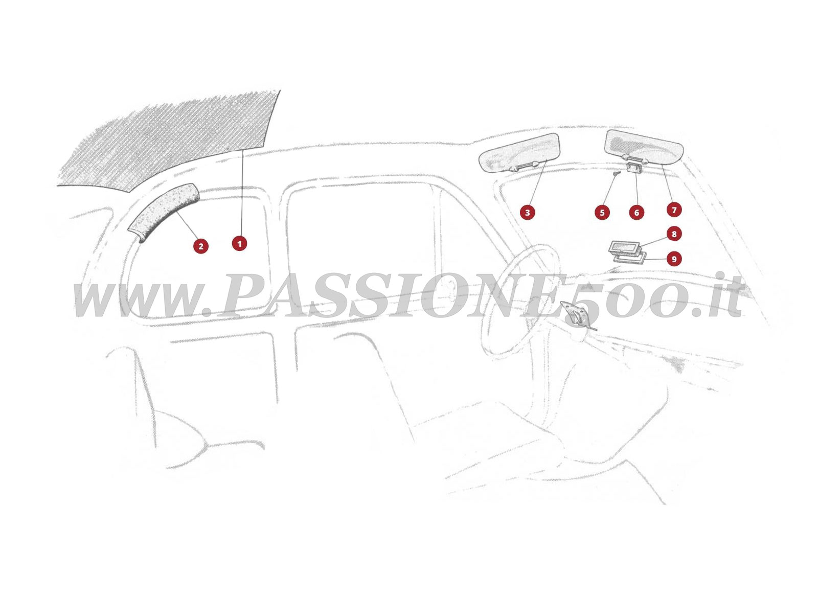 ESPLOSO 21C โ Particolari interni FIAT 500D