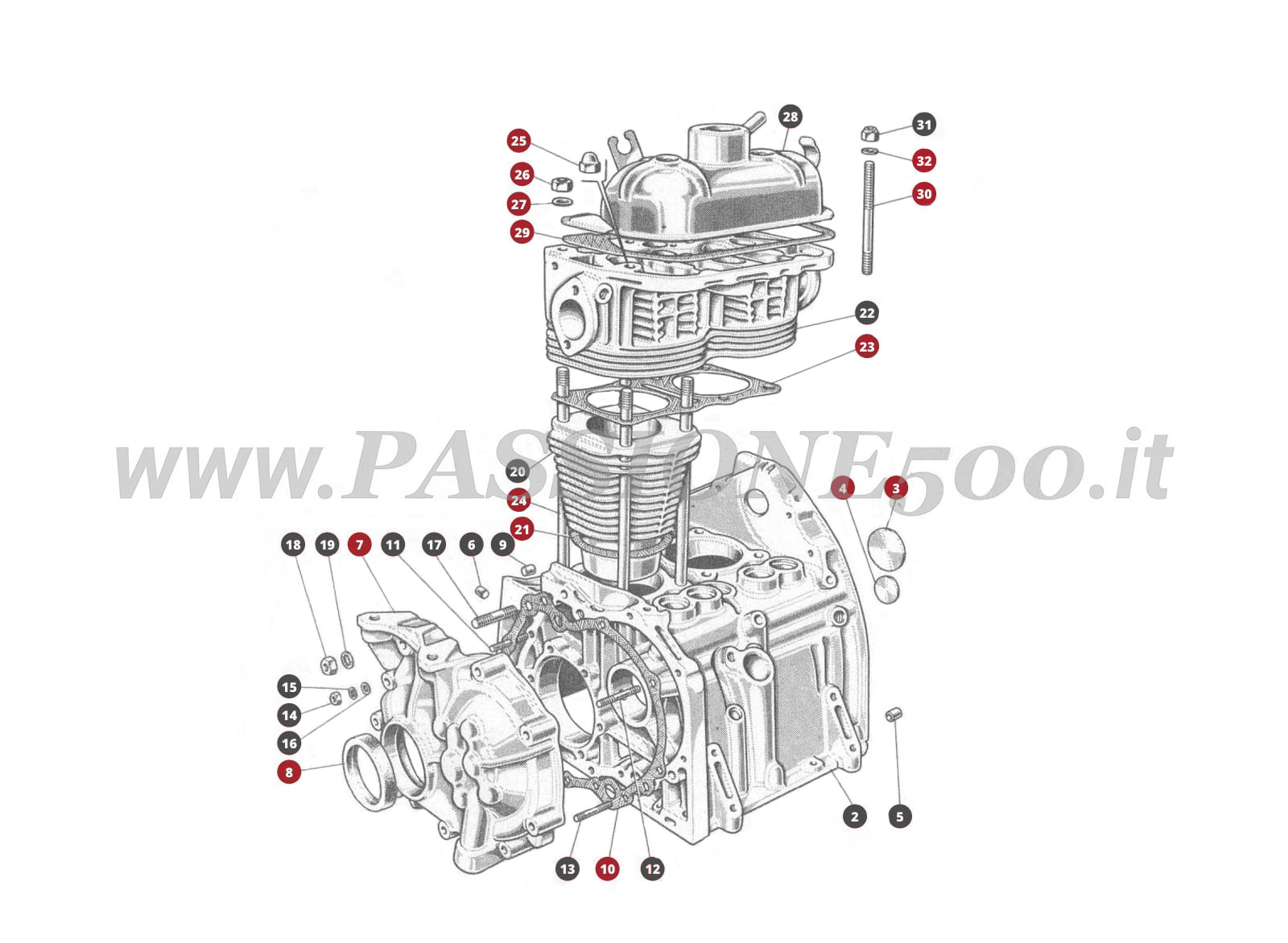 EXPLODED VIEW 1M – Main components FIAT 500N