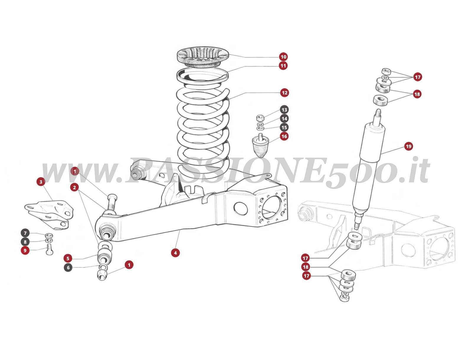ESPLOSO 30M – Sospensione posteriore FIAT 500L