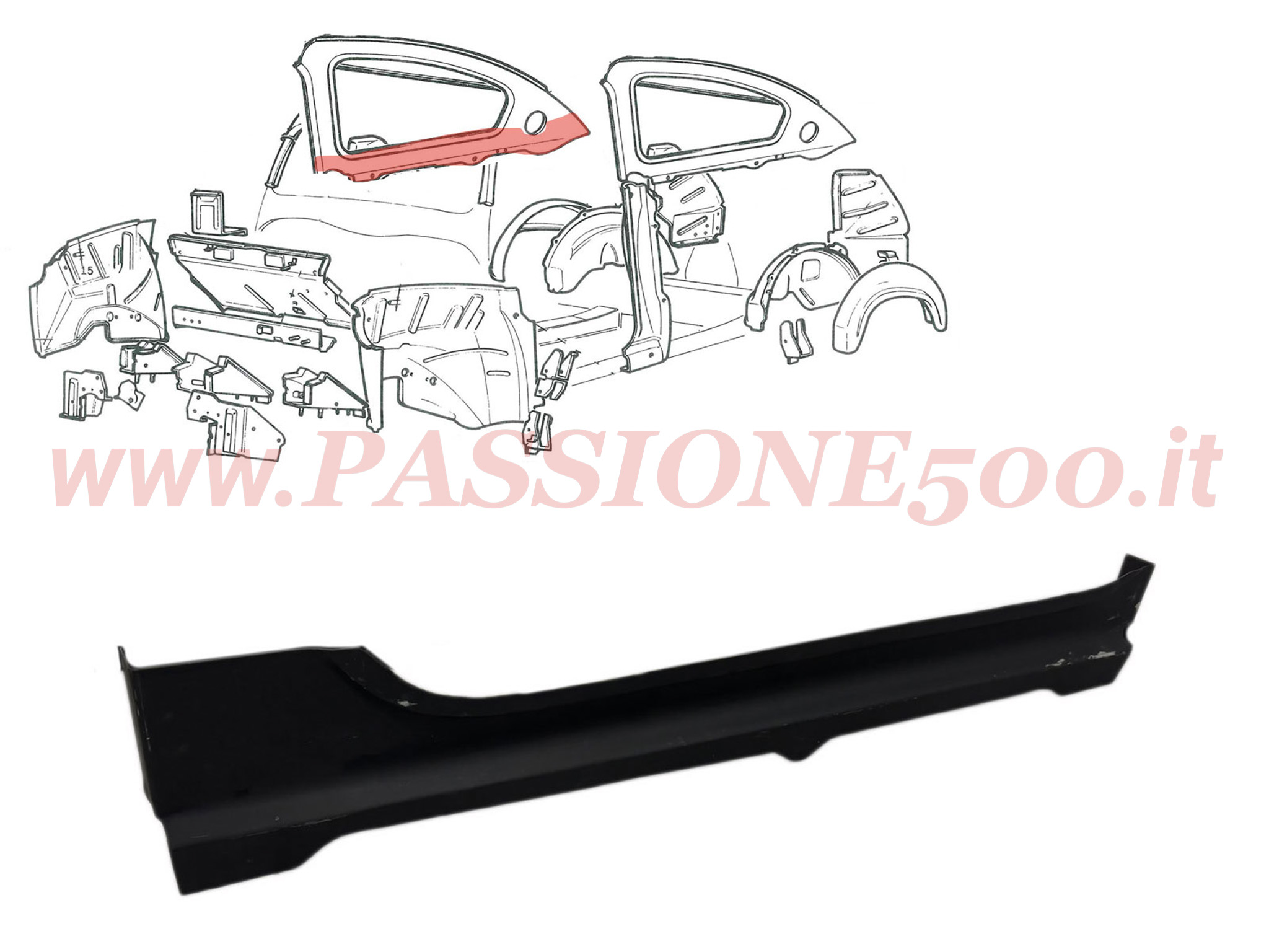 riparo inferiore cristallo laterale destro fiat 600